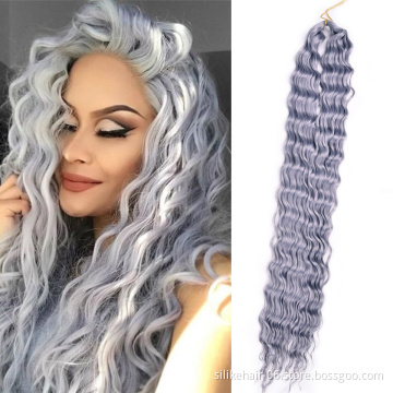 32 inches Water Wave Hair Long Corn Curly Grey Blonde Braids Deep Wavy Crochet Braiding Hair Synthetic Hair Extensions